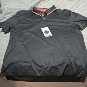 Chaps Dark Grey Golf Polo with Coral Trim